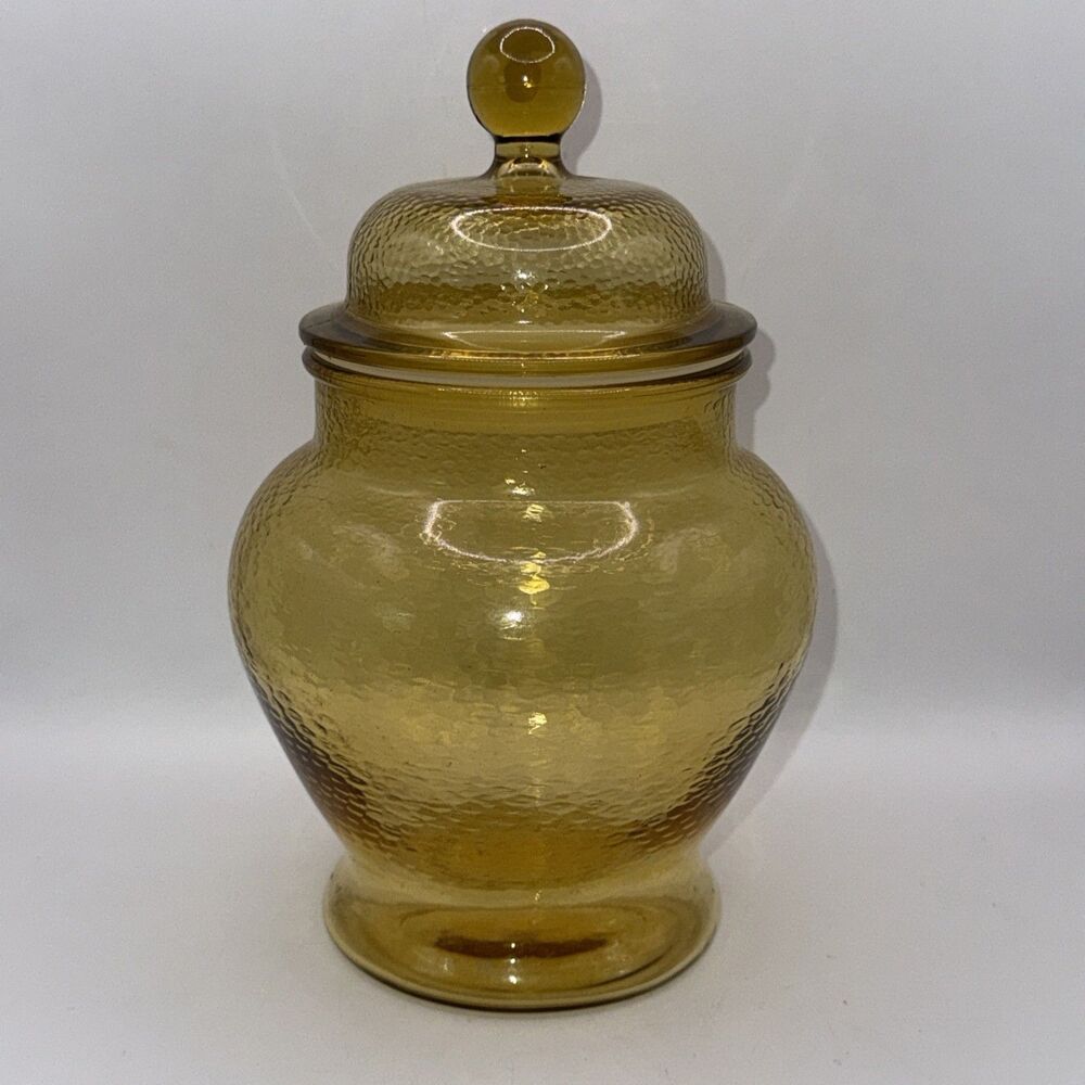 Indiana Glass Yellow Cookie Jar Apothecary Jar Vintage 1970s